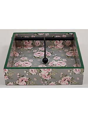 7" Floral Design Tissue Holder | Wooden Tissue Holder | Handmade Art | Made In India