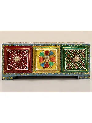 7" Wooden Chest Box With 3 Drawers | Handmade | Made In India