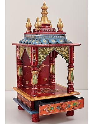12" Colorful Wood Temple | Wooden Temple | Handmade Art | Made In India