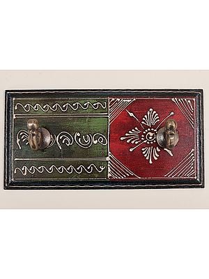 4" Decorative Wood Key Holder | Wooden Key Holder | 2 Hooks | Handmade Art | Made In India