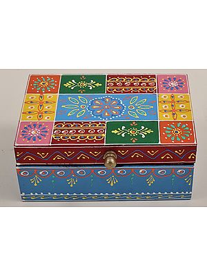 6" Hand Painted Colorful Decorative Wooden Box | Mango Wood | Handmade | Made In India