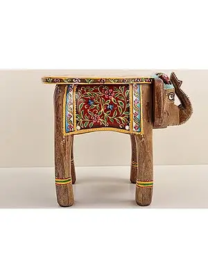 15" Decorative Hand Painted Wooden Elephan Table | Wooden Table | Handmade | Made In India