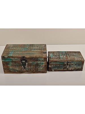 11" Set of Two Wooden Boxes | Handmade Wood Boxes | Made in India