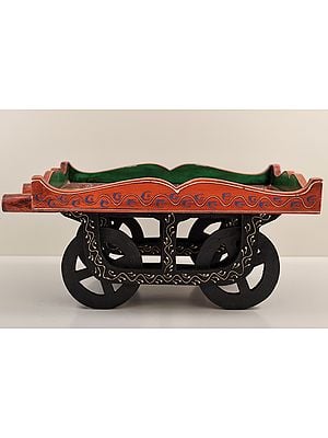 16" Decorative Hand Painted Wooden Cart Thela | Handmade | Made in India