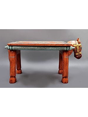 28" Decorative Hand Painted Wooden Horse Table | Wooden Table | Handmade | Made In India