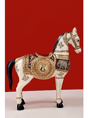 15" Wooden Decorative Hand Painted  Horse | Wooden Horse | Handmade | Made In India