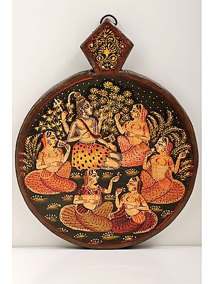 9" Shiva Handpainted Painting on Wooden Base | Shiva Painting | Handmade | Made In India