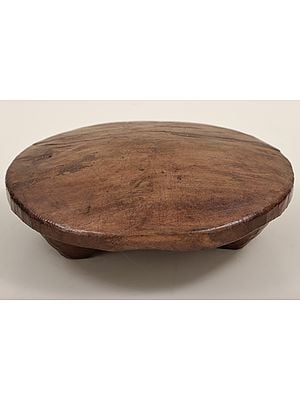 7" Small Wooden Circular Shape Pedestal | Handmade Mango Wood Pedestal | Made in India