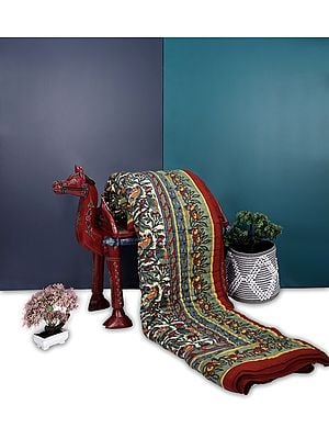 Savvy-Red Reversible Jaipuri Quilt With Bird Print