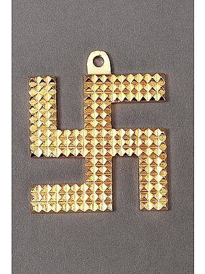 3" Pyramid Design Brass Swastik | Brass Swastik | Wall Hanging | Handmade | Made In India