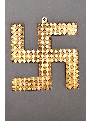 2" Small Pyramid Design Swastik in Brass | Handmade Wall Hanging Statue | Made in India