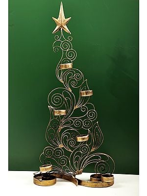 26" Handmade Candle Stand with The Shape of X-Mas Tree