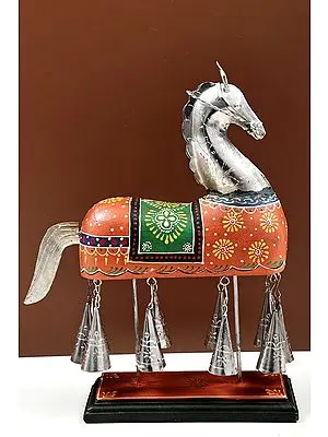 13" Handmade Decorative Horse with Bell Table Decor