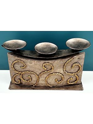 13" Handmade Decorative Wooden Candle Stand