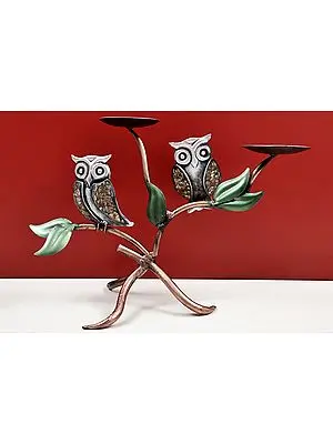 15" Handmade Decorative Owl Candle Holder