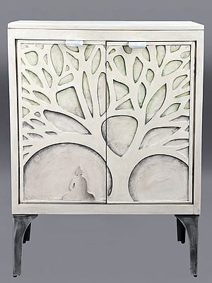 36" Bodhi Tree Design Cabinet | Wooden Cabinet | Handmade Art