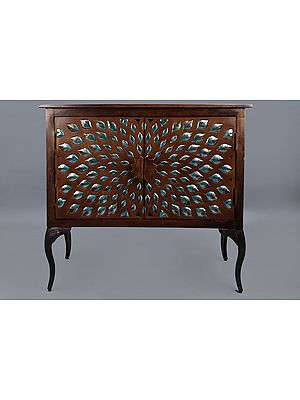 35" Wooden Sunbrust Cabinet | Wooden Cabinet | Handmade Art