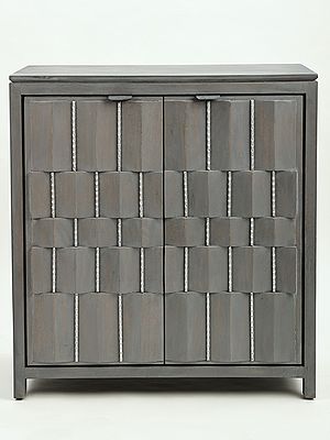 29" Dark Grey Two Door Design Cabinet | Wooden Cabinet | Handmade Art