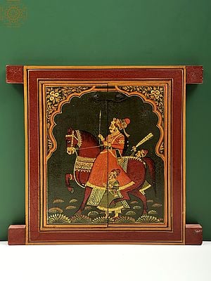 13" Hand Painted King of Jodhpur Painting Jharokha (Window) | Handmade