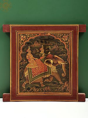 13" Hand Painted King of Jodhpur Painting Jharokha (Window) | Handmade