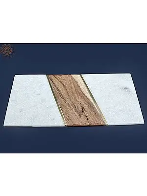 17" Marble And Wooden Chopping Board | Handmade