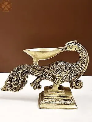6" Brass Peacock Single Petal Diya | Handmade