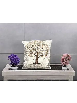 Cushion Cover Velvet Tree Gold Sparkle Print