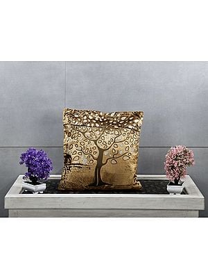 Cushion Cover Velvet Tree Gold Sparkle Print