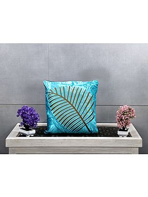 Cushion Cover Velvet Leaf Filled with Gold Sparkle Print