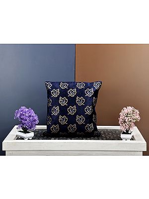 Cushion Cover Velvet Small Leafs with Gold Sparkle Print