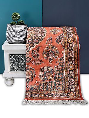Spicy-Orange Rectangular Jodhpuri Printed Yoga Carpet
