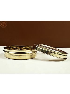 Spice Box with Glass Lid | Handmade Brass Masala Box