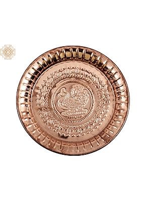 Small Peacock Design Copper Plate | Handmade