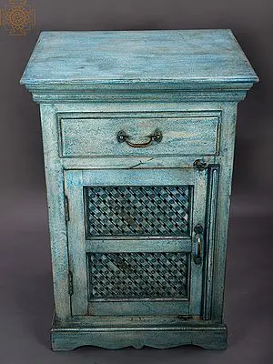 36" Wooden Cabinet with Lattice Door | Handmade