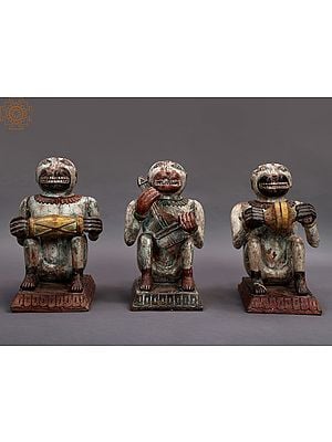 14" Three Monkey Musicians | Handmade