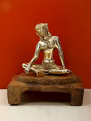 12" Devi Parvati (Devi Uma ) Seated on Wooden Pedestal | Handmade