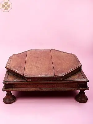 26" Square Shape Wooden Pedestal (Chowki) with Octagon Shape Top | Handmade