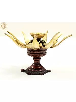 4" Decorative Lotus Candle Stand | Handmade