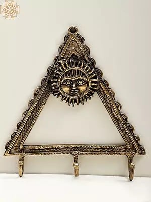 8" Brass Sun Triangle Key Hanger | Handmade