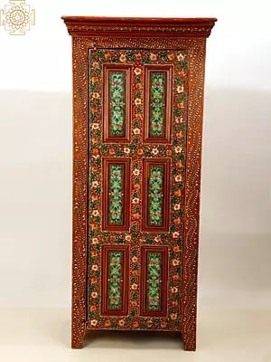 55" Vintage Floral Design Decorative Cabinet | Handmade