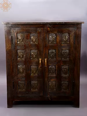 34" Vintage Buddha Cabinet | Handmade