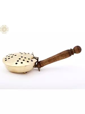 Brass Sambrani Dhoop Stand with Wooden Handle | Handmade