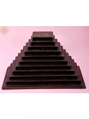 23" Vintage Pyramid Shape Wooden Pedestal | Handmade