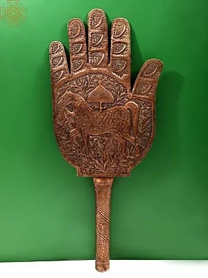 28" Copper Hand Alam with Islamic Artifacts | Handmade