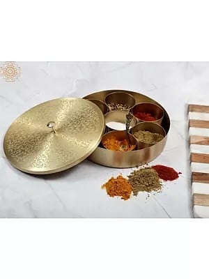 8" Spice Box | Masala Box | Brass Masala Box | Handmade