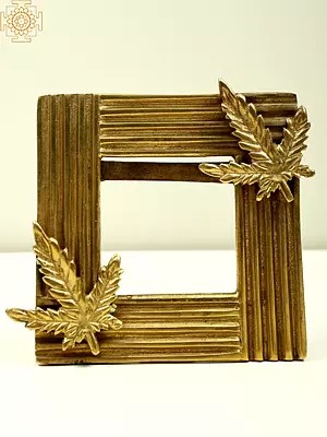 4" Small Brass Leaf Design Photo Frame
