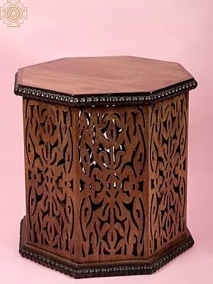 17" Vintage Wooden Lattice Side Table
