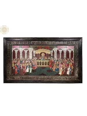 116" The Court of Bahadur Shah Zafar (Vintage Work of Art) With 24K Gold Leafing