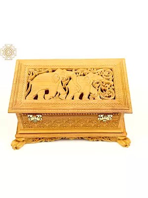 8" Wooden Elephant Decorative Box