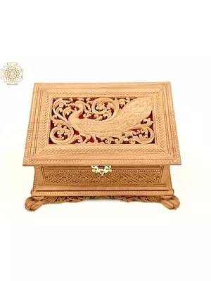 8" Wooden Peacock Decorative Box